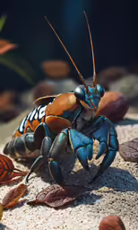 a close up image of a blue crab or giant bug