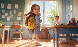 a young girl is standing in a room