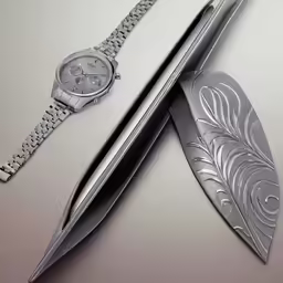 the knife and watch are made out of metal