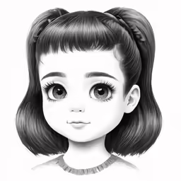 a drawing of a young girl with big eyelashes