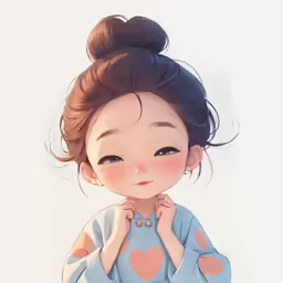 a drawing of a girl with a bun on her head