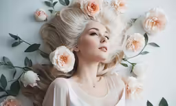 a blonde woman with big hair posing for a picture