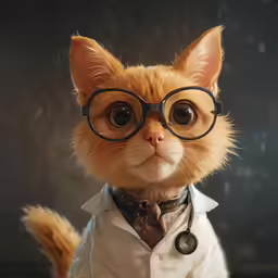 a cat is wearing glasses and a coat