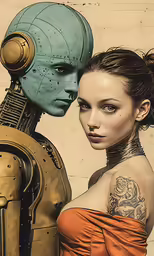 a girl and robot woman are standing together