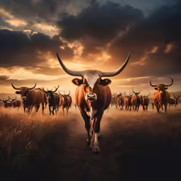 a large bull standing in the middle of a field