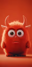 an orange animal with big eyes and long, horned horns