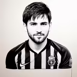 a man wearing a soccer jersey with a beard