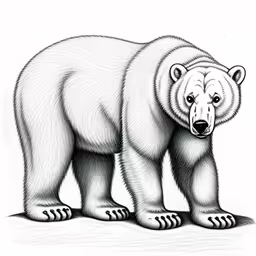 an animal is shown in line drawing for kids,a white bear is shown in a black and white image