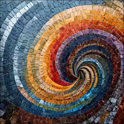 an abstract, psychedelicly shaped image of colorful tiles