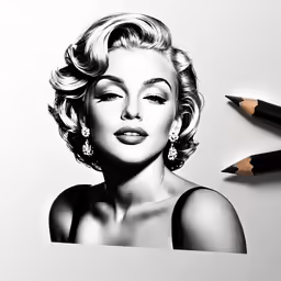 a pencil drawing of marilyn monroe