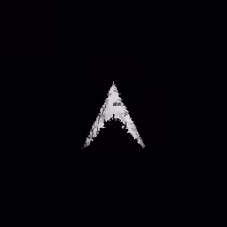 a black and white triangle logo in the dark