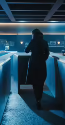 woman standing in the elevator at the airport
