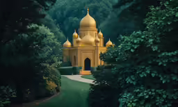 a very large building in the middle of some trees