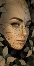 the face of a woman is made up of plants