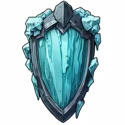 a stylized logo with the words, ice shields