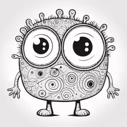 black and white cartoonized image of an alien
