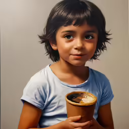 an artistic photograph of a boy holding a cup