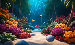 a small room with different colored plants and flowers