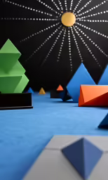 an origami display in front of a black background