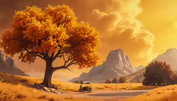 some trees some grass and mountains and an open field