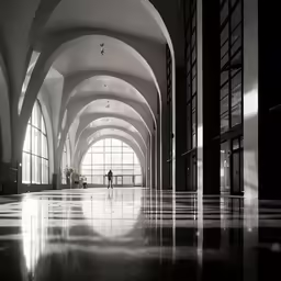 the floor inside a building is full of windows