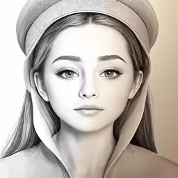 a girl with a gray hat and coat