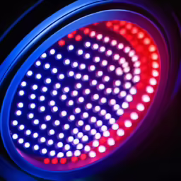 the light is red, white and blue