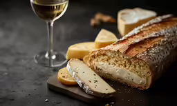 a loaf of bread and some slices of cheese