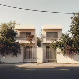 a couple of houses next to each other on a street