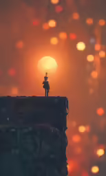the man is standing on the edge of a cliff