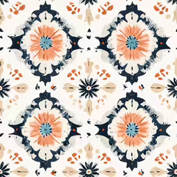 a large floral pattern with orange flowers on it
