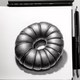 a drawing of a donut on a piece of paper