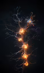 a burning orange tree against black background
