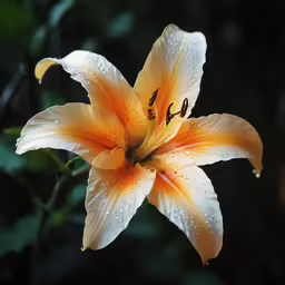 a yellow and white flower in the rain