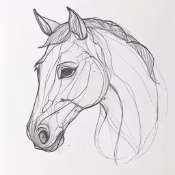 the head of a horse drawn in pen