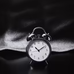 an alarm clock sitting on top of a table