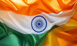 a big colorful, wavy flag with the colors of india