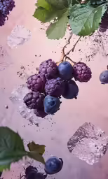 the leaves are frozen over and berries are on the water