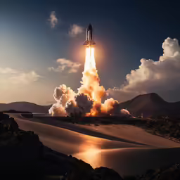 the space shuttle is releasing all of the components into the air