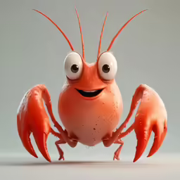 a close up of an orange crab with large eyes