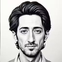 a drawing of a man with long hair and beard