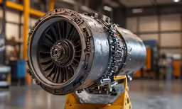 an airplane engine is being worked on