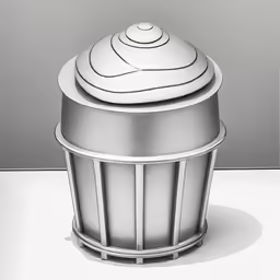 a trash can is shown with a shadow of the trash can