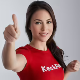 a woman holding up her thumb and smiling