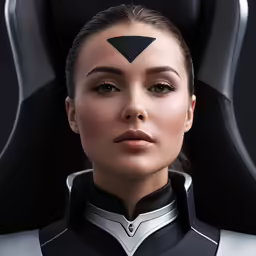 woman with black eyeliner and futuristic helmet