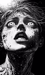 the young man with lots of white splotters on his face