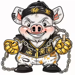 an image of a pig that is wearing baseball uniform