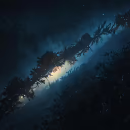 a photo of the sun shining through the clouds on top of leaves
