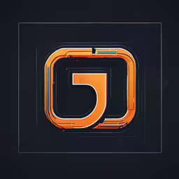 an orange number in front of black background,an abstract photo of the number five