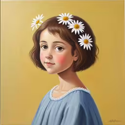 the painting has daisies on it as well